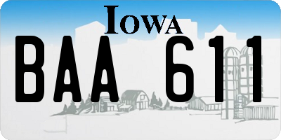 IA license plate BAA611