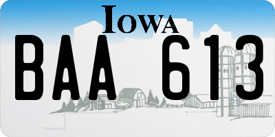 IA license plate BAA613