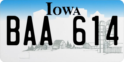 IA license plate BAA614