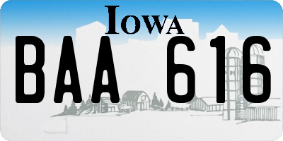 IA license plate BAA616