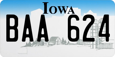 IA license plate BAA624