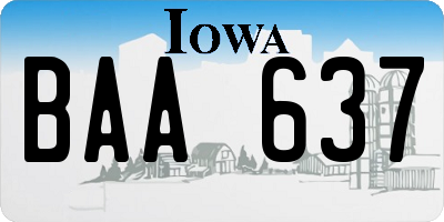 IA license plate BAA637