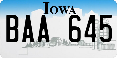 IA license plate BAA645