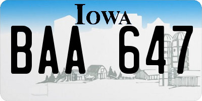 IA license plate BAA647