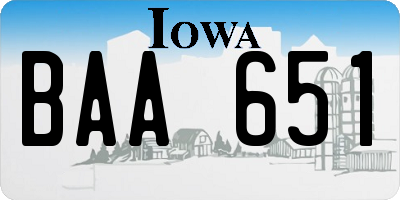 IA license plate BAA651