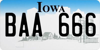 IA license plate BAA666