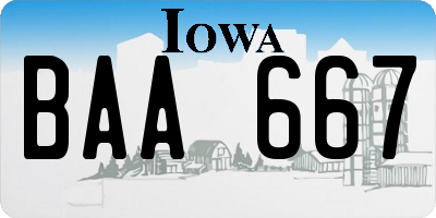 IA license plate BAA667