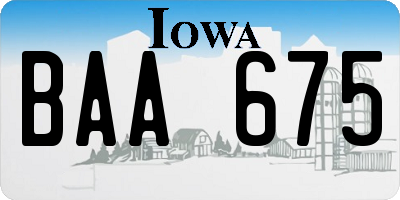 IA license plate BAA675