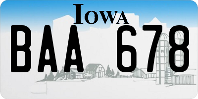 IA license plate BAA678