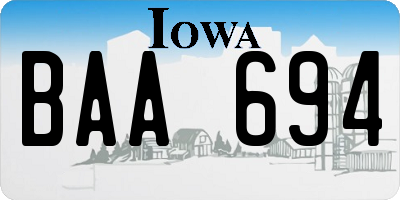 IA license plate BAA694