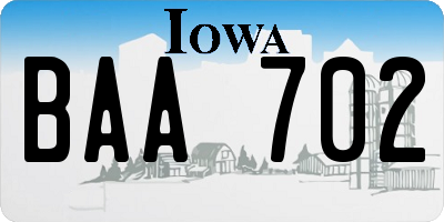 IA license plate BAA702