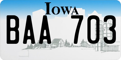 IA license plate BAA703