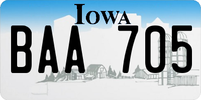 IA license plate BAA705