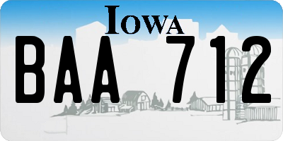 IA license plate BAA712