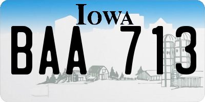 IA license plate BAA713