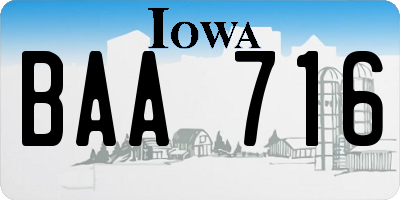IA license plate BAA716
