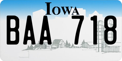 IA license plate BAA718