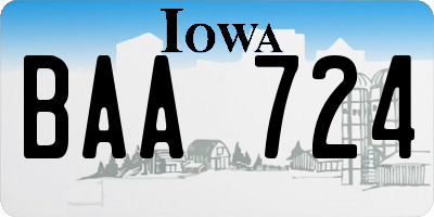 IA license plate BAA724