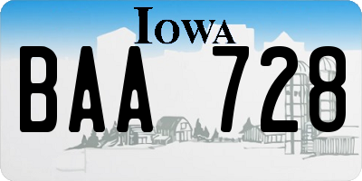IA license plate BAA728