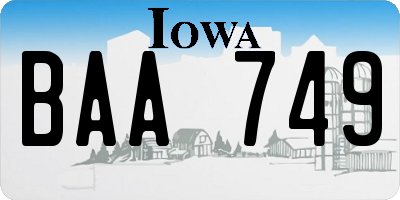 IA license plate BAA749
