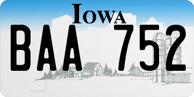 IA license plate BAA752