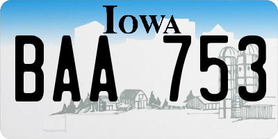 IA license plate BAA753