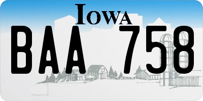 IA license plate BAA758