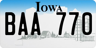 IA license plate BAA770