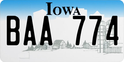 IA license plate BAA774