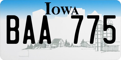 IA license plate BAA775