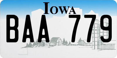 IA license plate BAA779