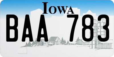 IA license plate BAA783