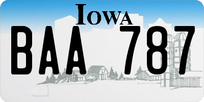 IA license plate BAA787