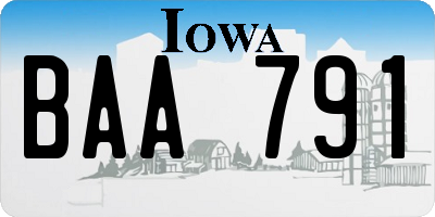 IA license plate BAA791