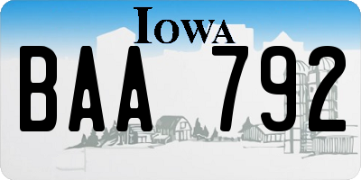 IA license plate BAA792