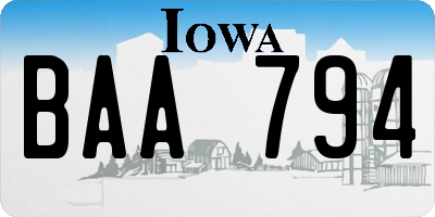 IA license plate BAA794