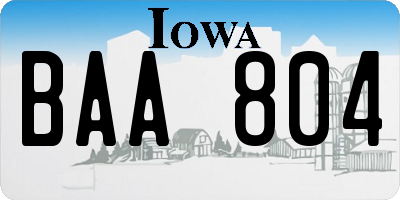 IA license plate BAA804