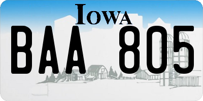 IA license plate BAA805