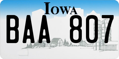 IA license plate BAA807