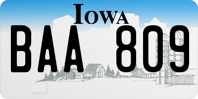 IA license plate BAA809