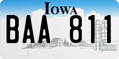 IA license plate BAA811