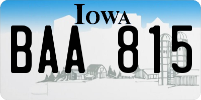 IA license plate BAA815