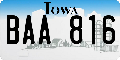 IA license plate BAA816