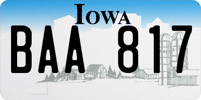 IA license plate BAA817