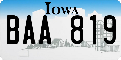 IA license plate BAA819