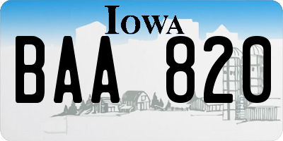 IA license plate BAA820