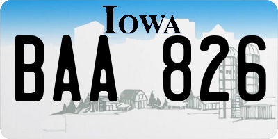 IA license plate BAA826