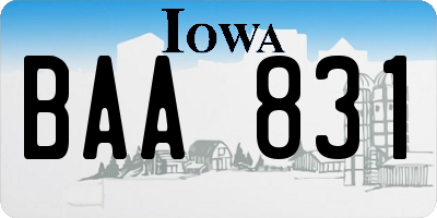 IA license plate BAA831