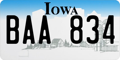IA license plate BAA834