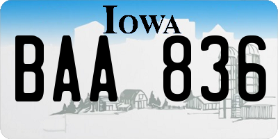 IA license plate BAA836